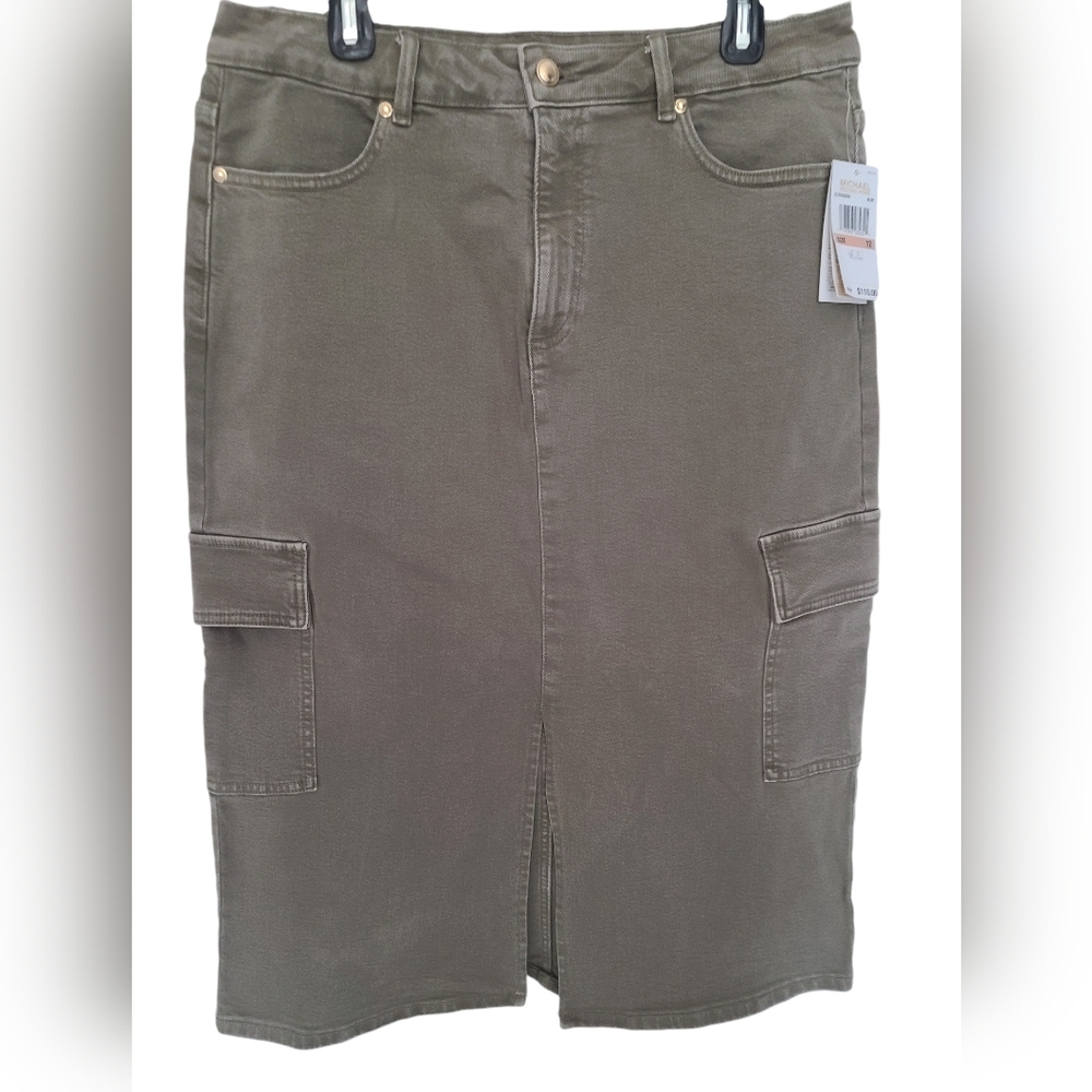 Mk Michael Kors Women's Denim Long Skirt Olive Size 12